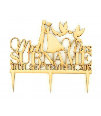 Laser Cut Personalised Mr&Mrs Wedding Cake Topper with Surname & Date